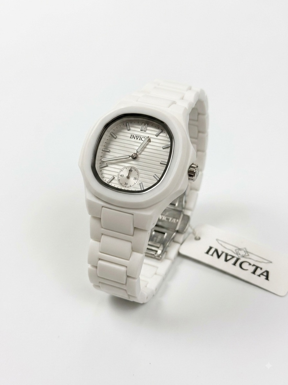 Invicta White Ceramic Women's Watch with Silver Dial Accents